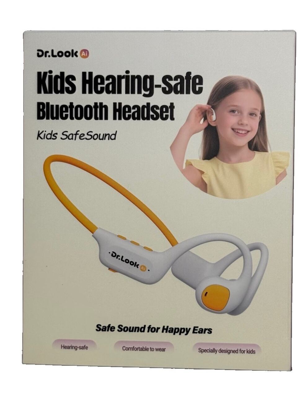 Dr.Look Kids SafeSound Bluetooth Neckband Earbuds Volume Limit White/Yellow